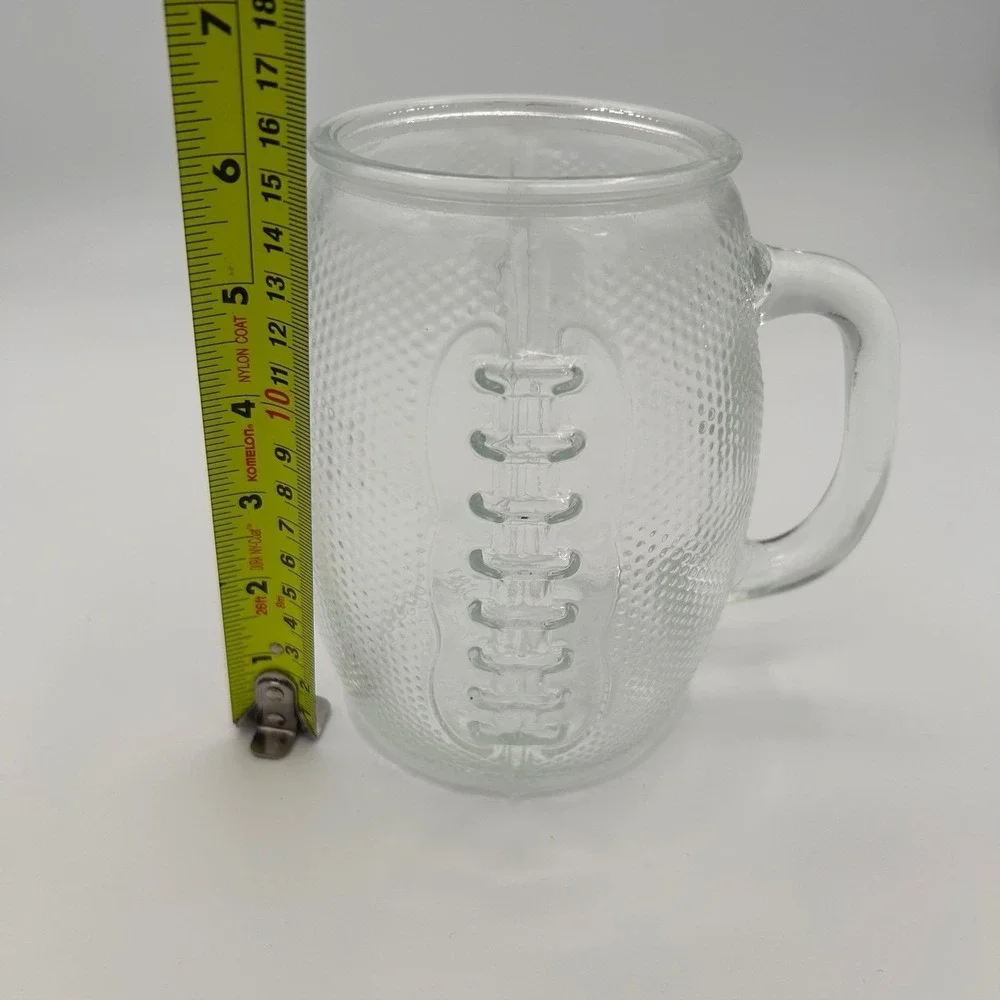 Home Essentials XL Football Beer Mug Clear Textured Glass‎ Stein